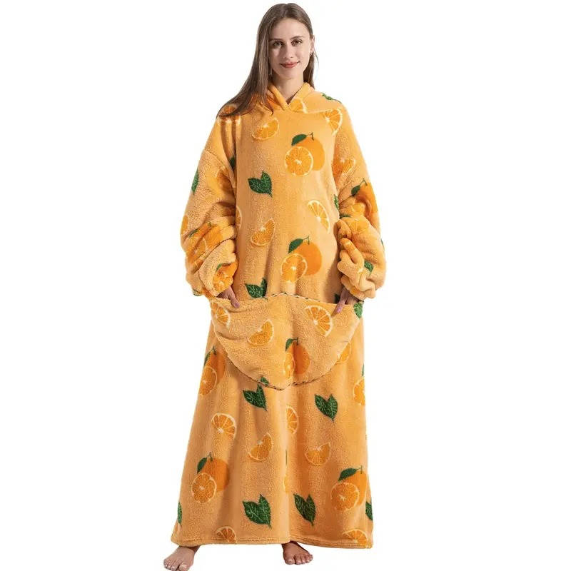 Langer Blanket-Hoodie als tragbare Kuscheldecke für Sofa, Lesen und Filmabende – 140 × 80 cm, mit Kapuze, 14 Motive