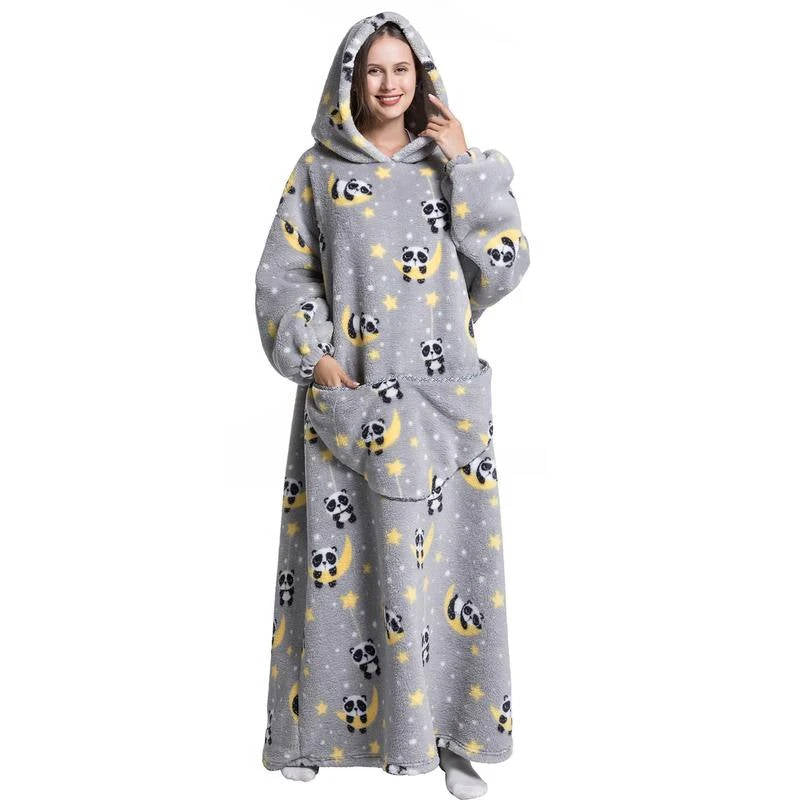 Langer Blanket-Hoodie als tragbare Kuscheldecke für Sofa, Lesen und Filmabende – 140 × 80 cm, mit Kapuze, 14 Motive