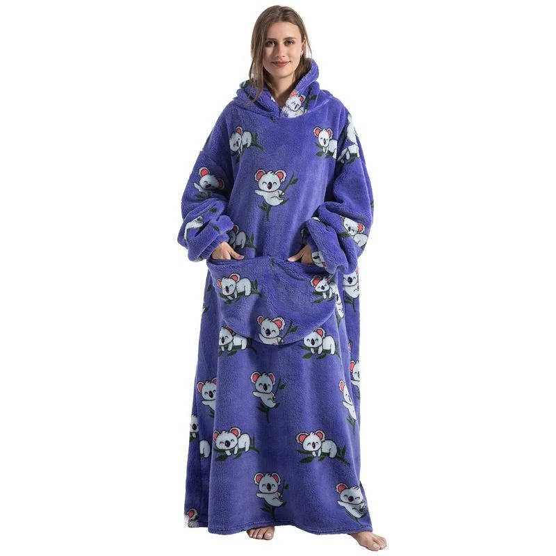 Langer Blanket-Hoodie als tragbare Kuscheldecke für Sofa, Lesen und Filmabende – 140 × 80 cm, mit Kapuze, 14 Motive