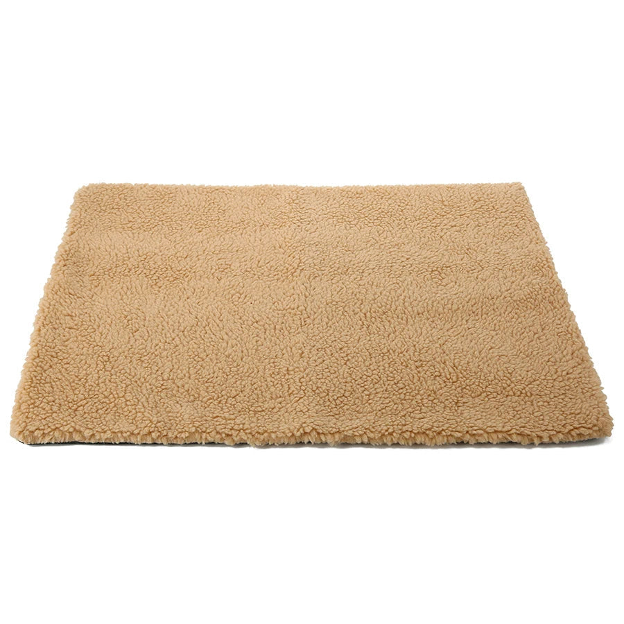 Selbstwärmende Wärmematte aus Kunstfell für Katzen und Hunde für Zuhause und Auto – ohne Strom, rutschfest, 50 × 40 bis 115 × 70 cm, Khaki oder Grau
