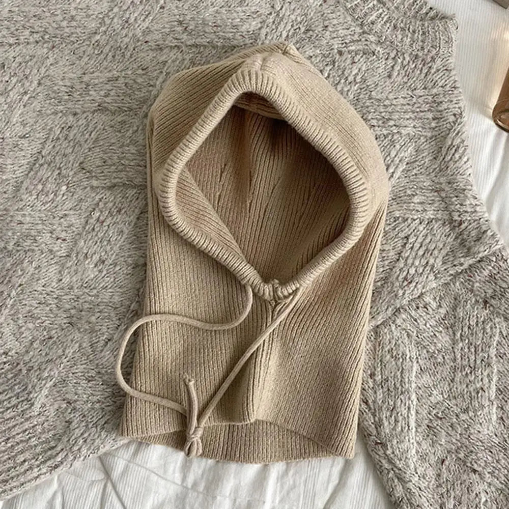 Strick-Balaclava mit Kapuze und Nackenwärmer für Winter, Wintersport und Radfahren – Sturmhaube, 5 Farben von Grau bis Beige