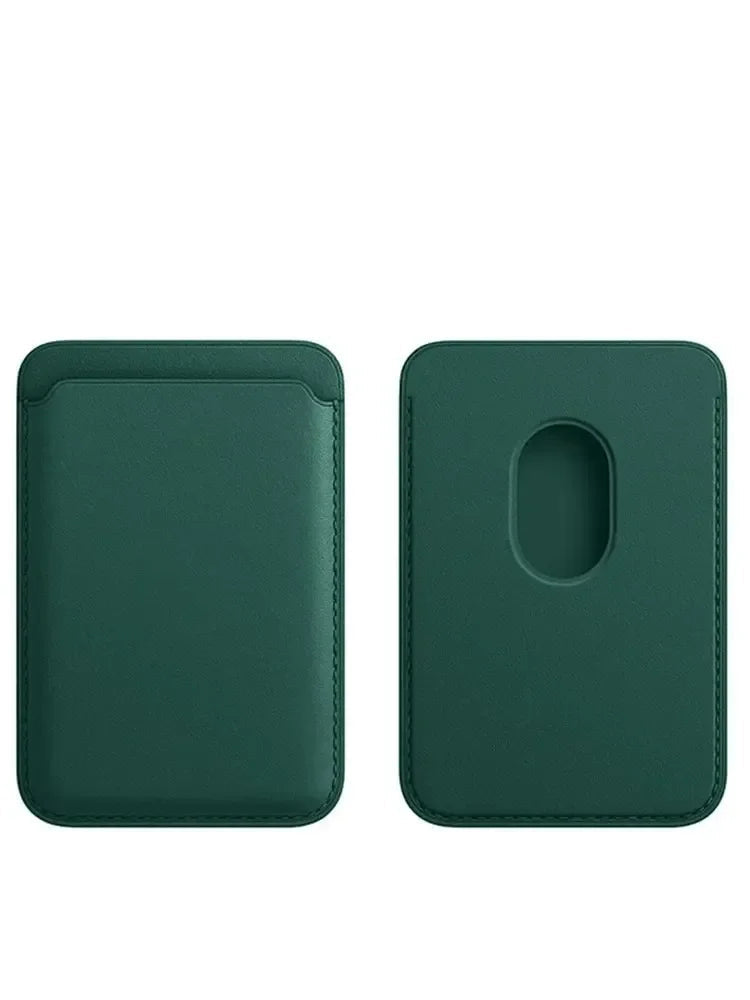 Magnetisches Kartenetui aus Leder für die Handyrückseite für unterwegs – schlanke Bauform, Daumenloch zum Herausschieben, in 6 Farben