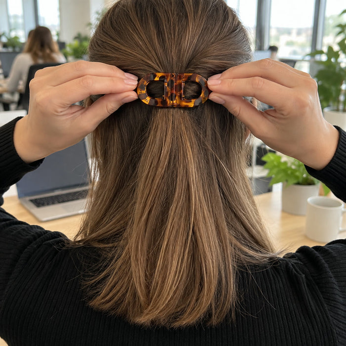 Magnetische Haarclips als Set für Alltag, Büro und Sport – Magnetverschluss, einhändig zu schließen, Orange, Türkis, Schwarz oder Schildpatt