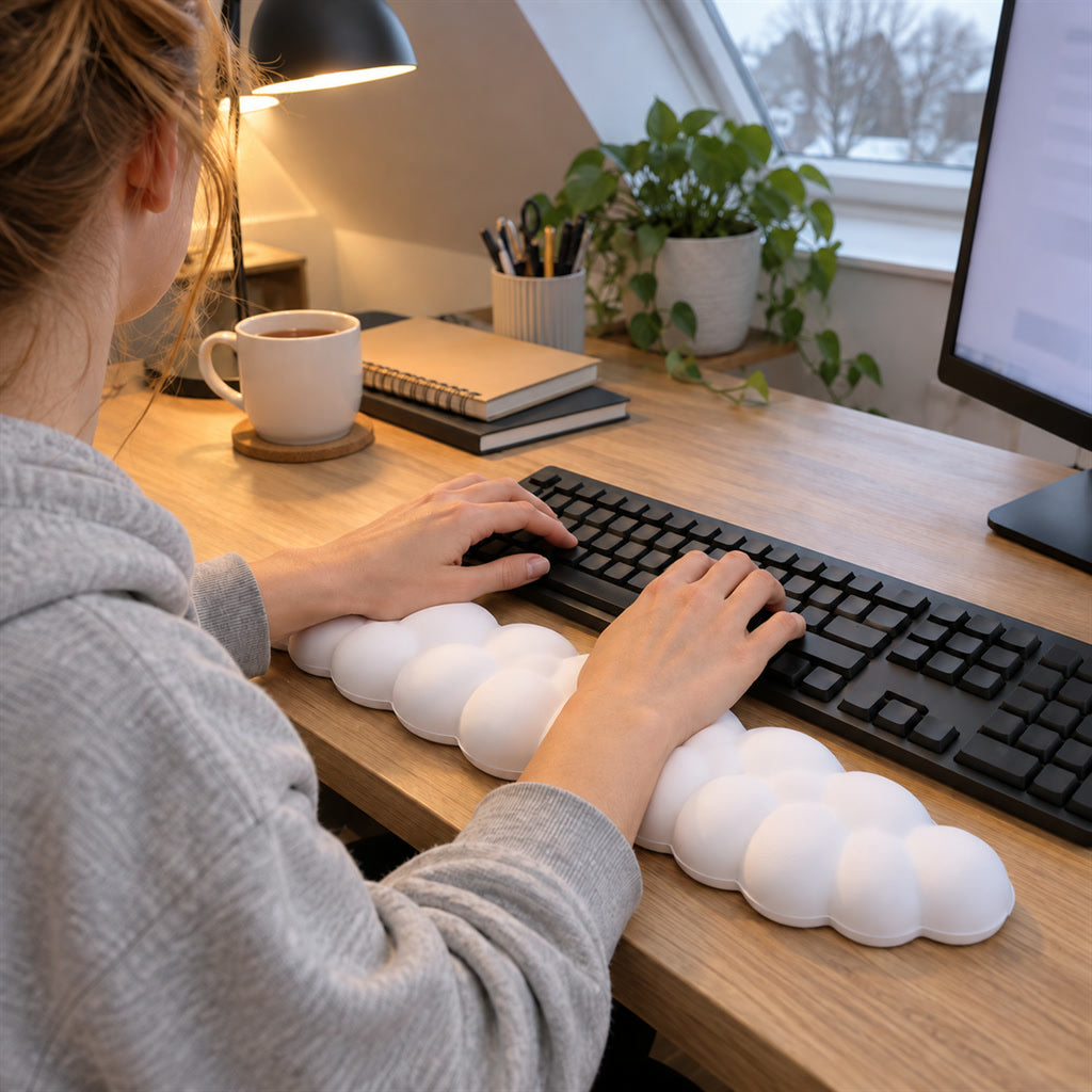 Handgelenkauflage aus Memory-Schaum im Wolken-Design für Tastatur und Maus – weiche Stütze für Schreibtisch, Schwarz oder Weiß