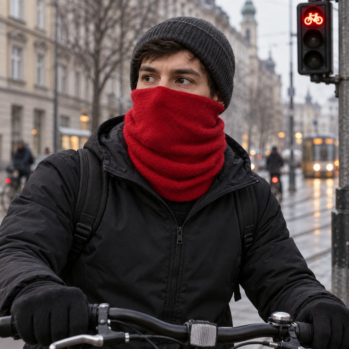 Schlauchschal aus Merinowolle für Winteralltag, Radfahren und Wandern – hochziehbar als Gesichtsschutz für Nase und Kinn, in 6 Farben