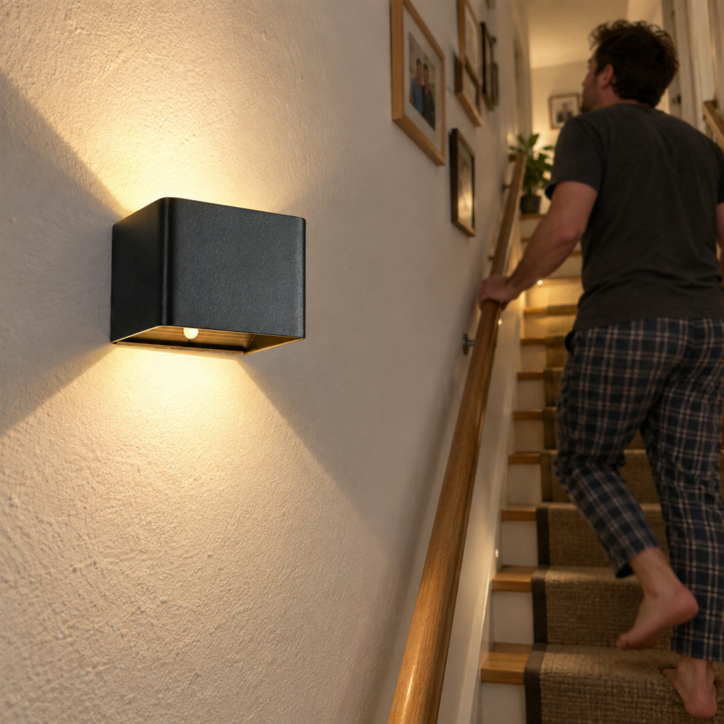 Innenwandleuchte mit Bewegungssensor und Fernbedienung für Flur, Treppe und Schlafzimmer – ohne Verkabelung, Schwarz oder Weiß