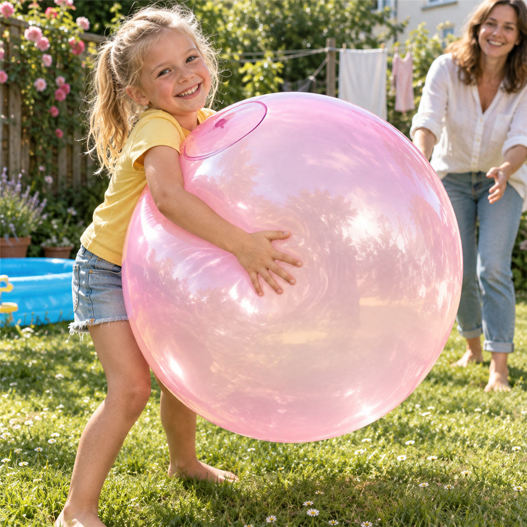 Dehnbarer Bubble-Ball zum Aufblasen für Kinder und Erwachsene für Garten, Park und Pool – sehr leicht, wiederbefüllbar, Rosa, Blau, Grün