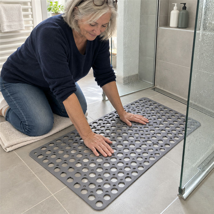 Rutschfeste Duschmatte mit Saugnäpfen und Wasserablauf für Dusche und Badezimmer – quadratisch, 50 × 50 cm, waschbar, 7 Farben