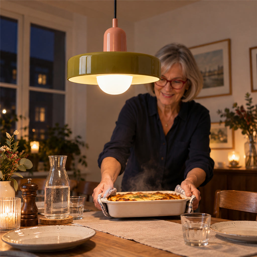 Retro-Pendelleuchte für Küche, Esszimmer und Schlafzimmer – Ø 25 cm, Kabel bis 150 cm, G9-Fassung, auch für Dachschrägen, 17 Farbkombinationen