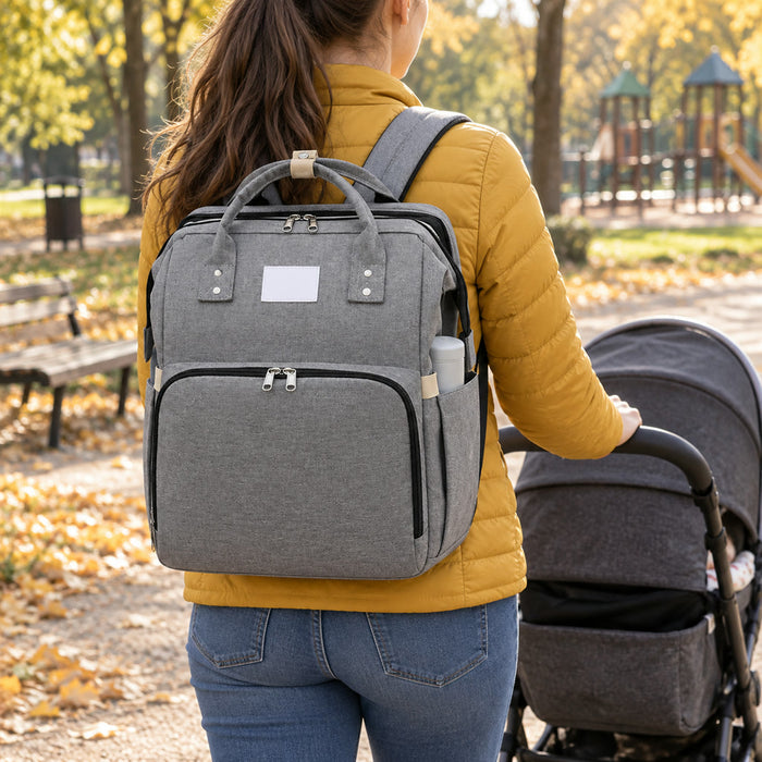 Wickelrucksack für Eltern für Ausflüge, Reisen und Alltag mit Baby – Rucksack für Windeln und Fläschchen, Grau oder Lila