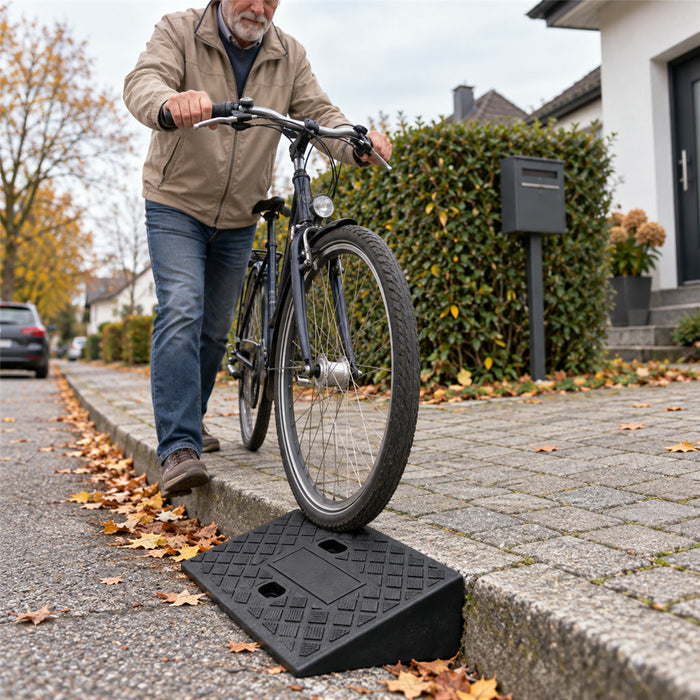 Tragbare Bordsteinrampe aus PVC für Auto, Motorrad, Fahrrad und Rollstuhl an Bordstein und Schwelle – ca. 50 × 27 cm, 7 oder 13 cm hoch