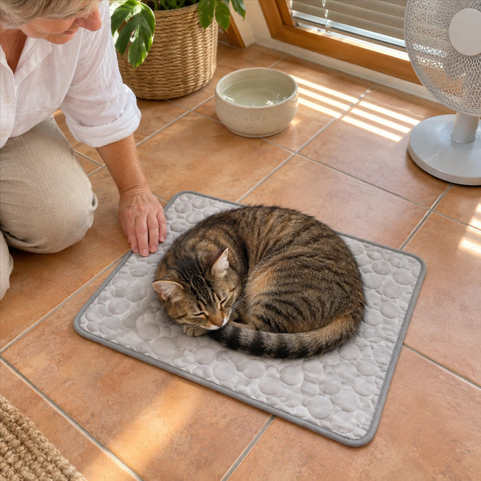 Selbstkühlende Kühlmatte für Haustiere mit Druckaktivierung für Zuhause, Auto und Transportbox – ca. 40 × 30 cm, faltbar, waschbar, 6 Farben