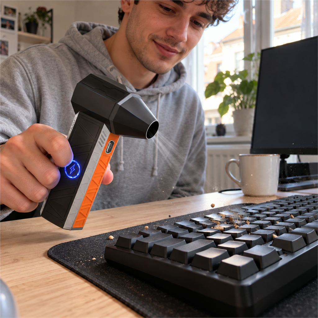 Akku-Druckluftgebläse als Ersatz für Druckluftspray für Tastatur, Kamera und Autoinnenraum – 150.000 U/min, 8000 mAh, 3 Stufen plus Sturmmodus, USB-C