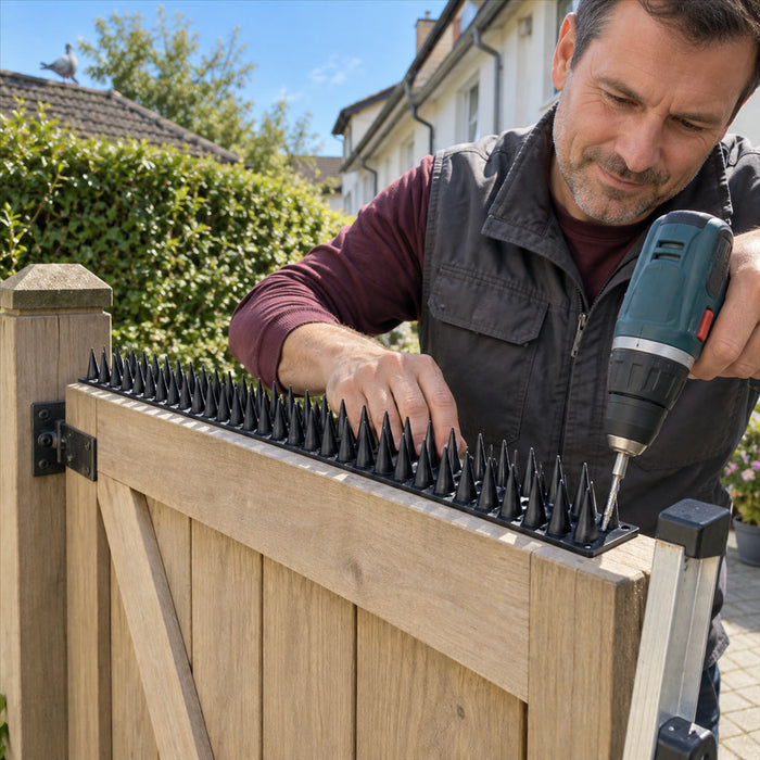 Taubenabwehr-Spikes aus Kunststoff für Fensterbank, Dachkante und Zaun – 42,5 × 4 × 3,5 cm, 10 Stück, in 14-cm-Stücke teilbar, Schwarz