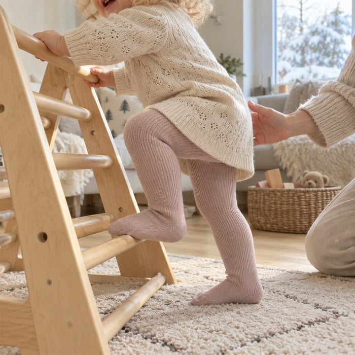 Kinder-Strumpfhose mit Plüschfutter für Herbst und Winter für Kita, Spielplatz und Alltag – gerippt, mit Fuß, 6 Monate bis 8 Jahre, 5 Farben
