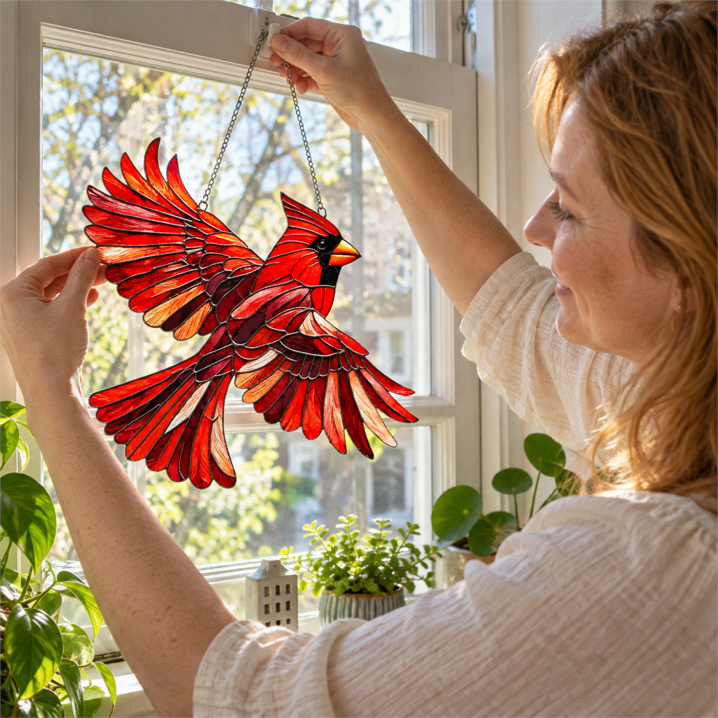 Sonnenfänger in Vogelform mit reflektierenden Flächen für Fenster, Veranda und Garten – ca. 20 cm, bunt, mit Aufhängekette, 7 Vogelmotive