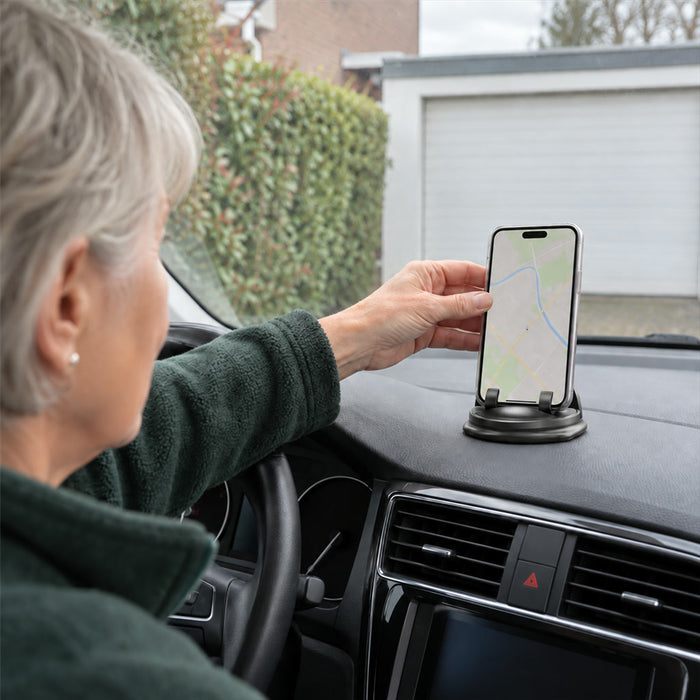 Drehbare Kfz-Handyhalterung für Armaturenbrett oder Lüftungsgitter im Auto – 360° drehbar, verstellbare Arme, für 10–16,5 cm Breite, ohne Werkzeug