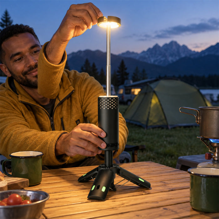 Teleskop-Campingleuchte mit Akku und Magnetfuß für Camping und Notfälle – 20 bis 61 cm, 1800–6500 K, 10000 mAh, USB-Ausgang, SOS, 2 Farben