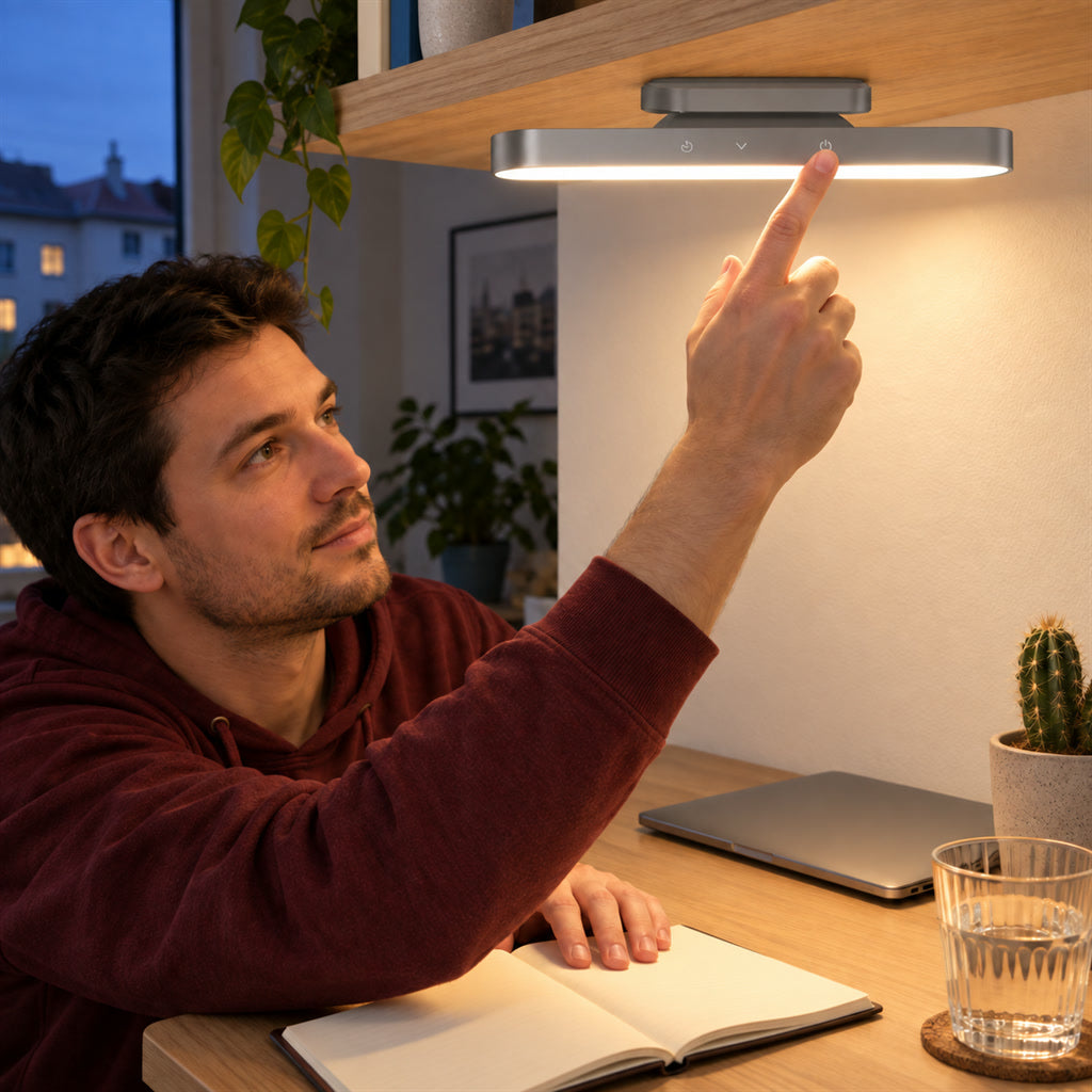 Magnetische Akku-Schreibtischlampe für Schreibtisch, Homeoffice und Esstisch – kabellose Leuchte mit Magnetbefestigung