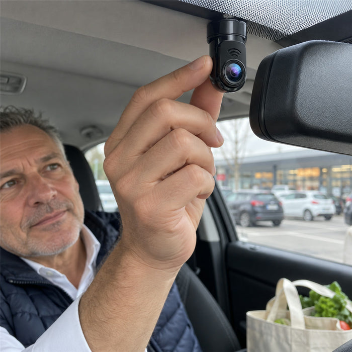 Dashcam mit Parküberwachung, GPS und Sprachsteuerung für Auto und Parkplatz – Full HD, Nachtsicht, G-Sensor, Fahrerassistenz, App-Benachrichtigung
