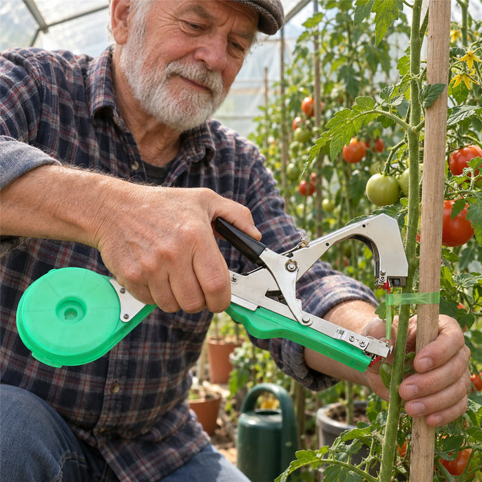 Bindezange aus Edelstahl zum Anbinden von Kletterpflanzen an Stäbe und Spanndrähte – für Tomaten, Weinreben, Gurken, Paprika und Rosen, mit Klinge