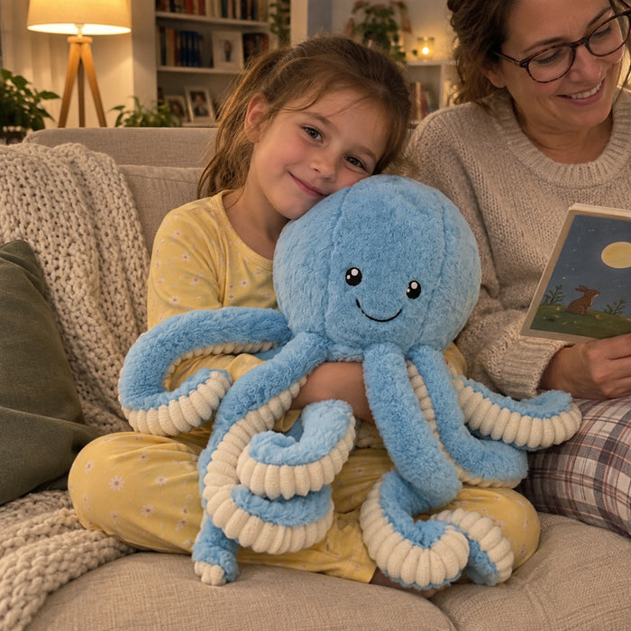 Riesiges Oktopus-Kuscheltier aus Plüsch für Kinderzimmer, Sofa und Vorlesestunde – Plüschtier mit 8 Armen, 5 Farben