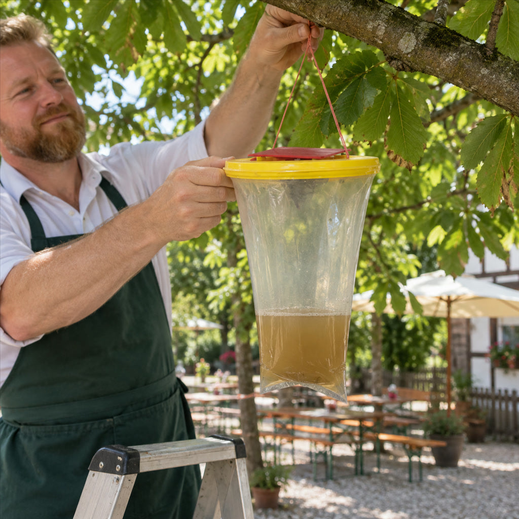 Einweg-Fliegenfallenbeutel mit Köder für Garten, Bauernhof und Gastronomie im Freien – mit Wasser aktivieren, ca. 28 × 20 cm, fasst bis 20.000 Fliegen