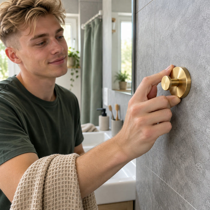 Saugnapf-Wandhaken mit Drehverschluss zum Aufhängen ohne Bohren für Bad, Küche und Flur – Haken in Gold, Silber oder Schwarz