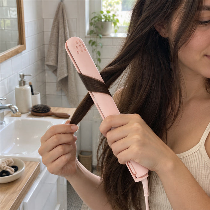 2-in-1-Haarstyler zum Glätten und Locken für zu Hause und auf Reisen – ca. 140 bis 220 °C, PTC-Heizung, 1,8 m Drehkabel, 110–240 V, ca. 350 g