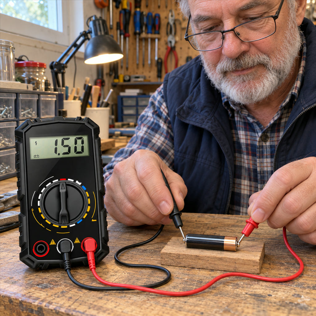 Digitales Multimeter-Set für Elektroarbeiten und Heimwerken – bis 750 V AC und 1000 V DC, 10 A, Durchgangsprüfer, 70-cm-Messleitungen, Schwarz, Rot