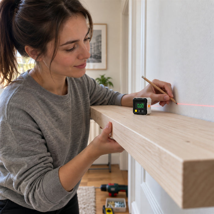 Digitaler Winkelmesser mit Laser für Holzarbeiten, Montage und Heimwerken – Winkelmessgerät mit Digitalanzeige