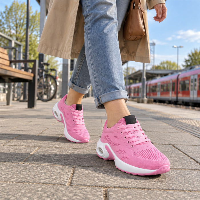 Damen-Sneaker aus Mesh mit Luftpolstersohle und breiter Zehenbox für Alltag und Beruf – atmungsaktiv, leicht, Schnürung, 4 Farben, 7 Größen