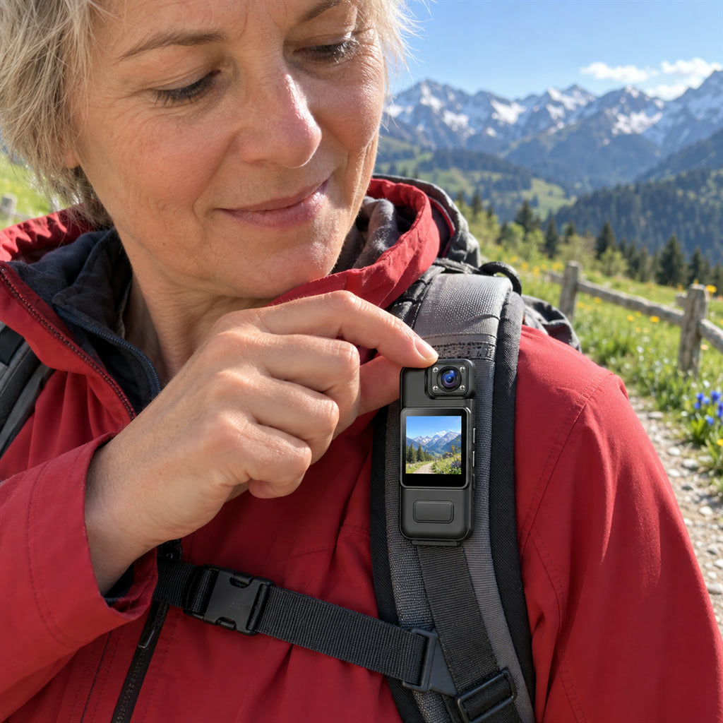 Mini-Bodycam mit 4K-Ultra-HD und WLAN für Radfahren, Wandern und Arbeiten mit freien Händen – kompakte Action-Kamera