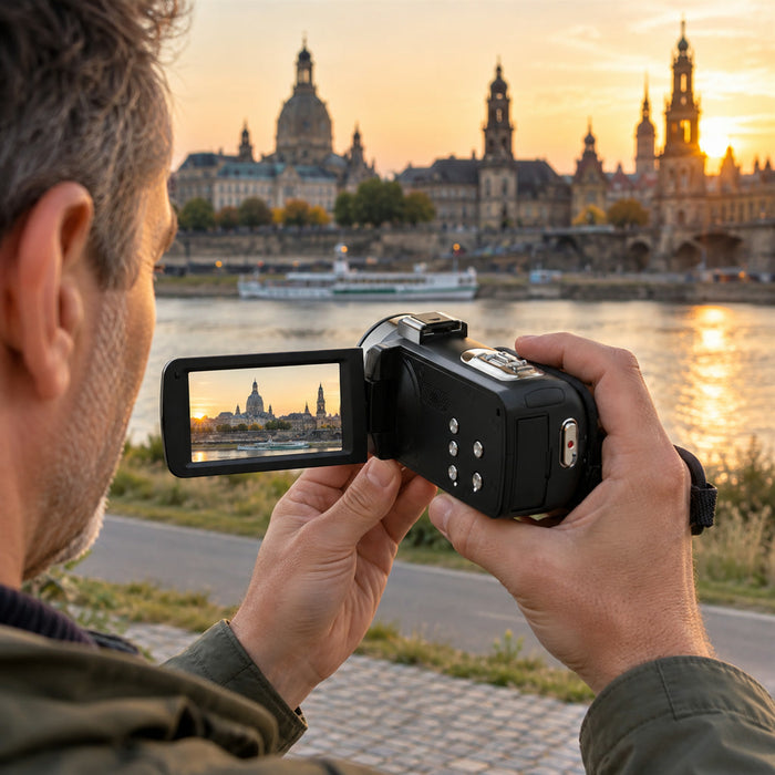 4K-Vlogging-Camcorder mit WLAN und 48 MP für Vlogs, Familienvideos und Reisen – Videokamera mit Klappdisplay und 16-fach-Digitalzoom