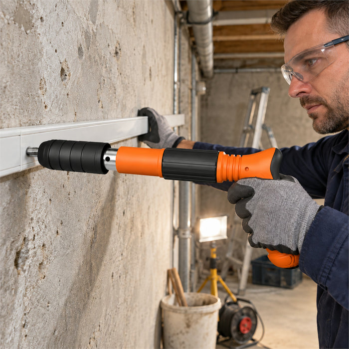 Manuelles Nagelgerät für Beton mit Federmechanismus zum Befestigen von Leisten, Kabelkanälen und Rohrschellen – ohne Strom, für Bau und Renovierung