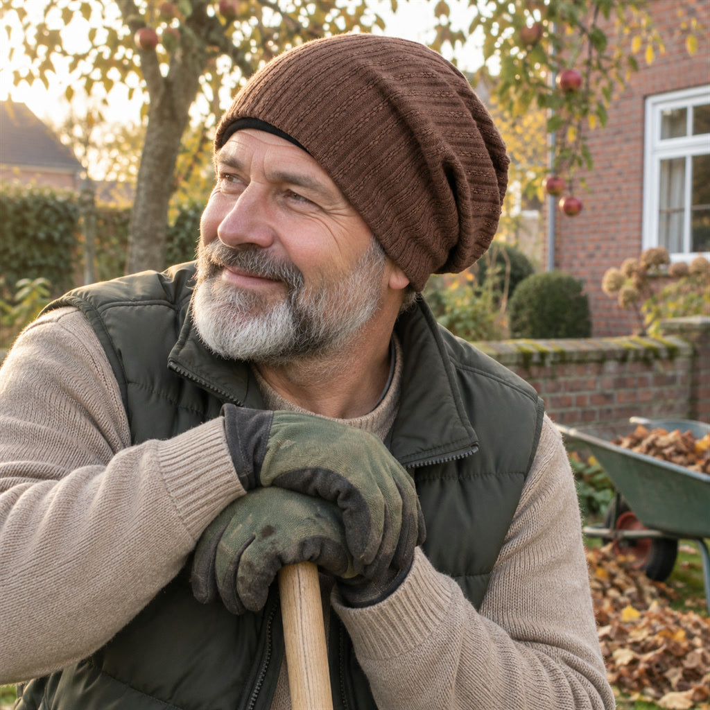 Baumwoll-Beanie mit Ährenmuster für Herbst und Winter – klassische Strickmütze aus Baumwolle, 6 Farben von Kaffeebraun bis Orange