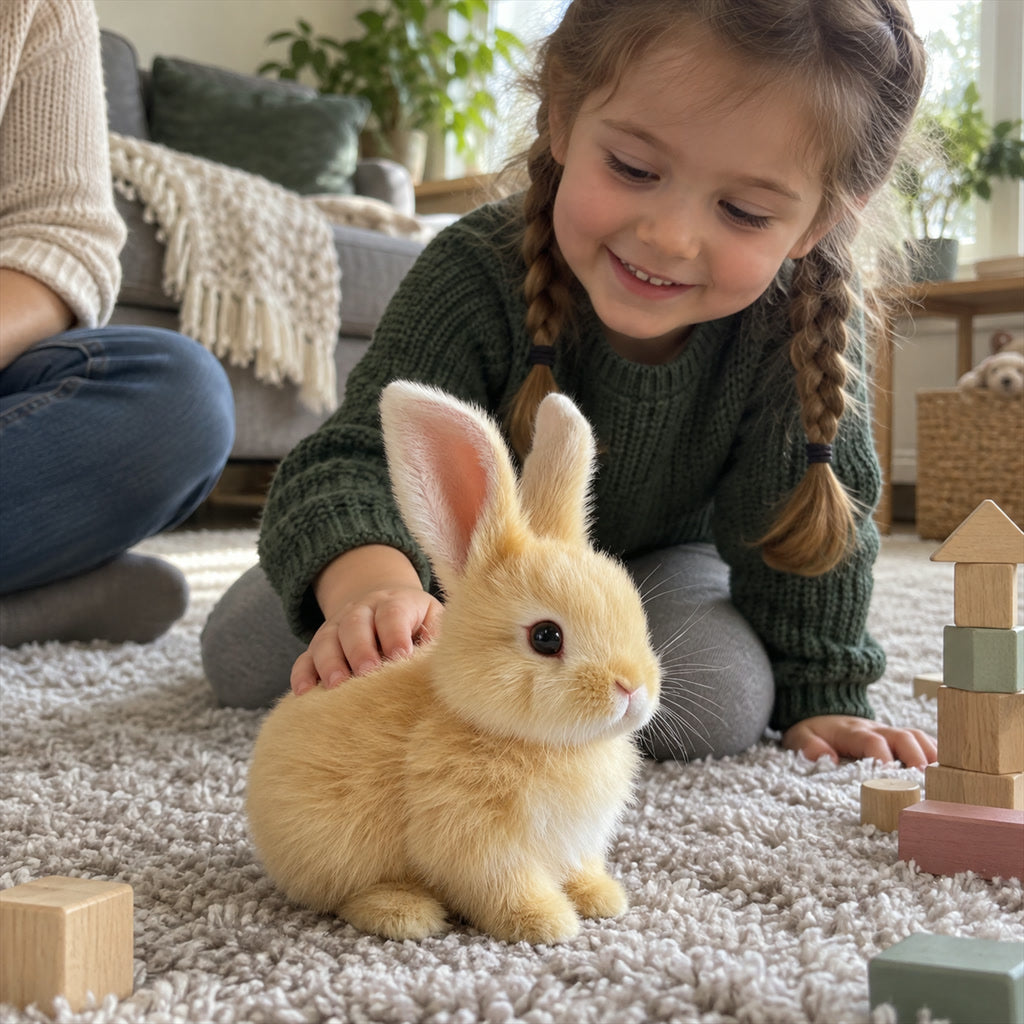 Interaktiver Plüsch-Hase mit Bewegung für Kinder – reagiert auf Stimme und Berührung, hoppelt und wackelt mit den Ohren, Braun, Rosa oder Weiß