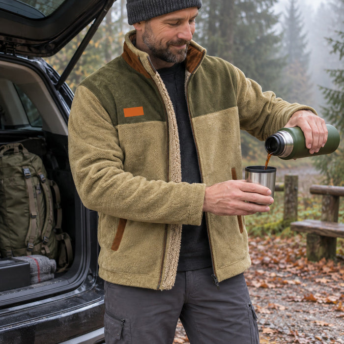 Herren-Fleecejacke mit hohem Kragen und Reißverschluss für Freizeit und Outdoor im Herbst und Winter – mit Taschen, S bis 5XL, 6 Ausführungen