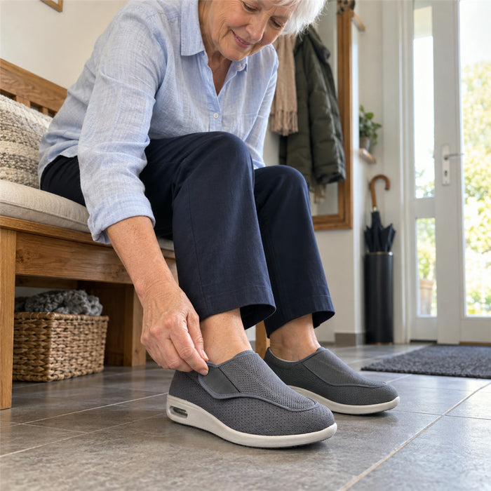 Extraweite Damen-Schuhe mit Klettverschluss und breiter Zehenbox für Alltag und Spaziergänge – Mesh, 3 Paar Einlagen, US 6 bis 13, 6 Farben