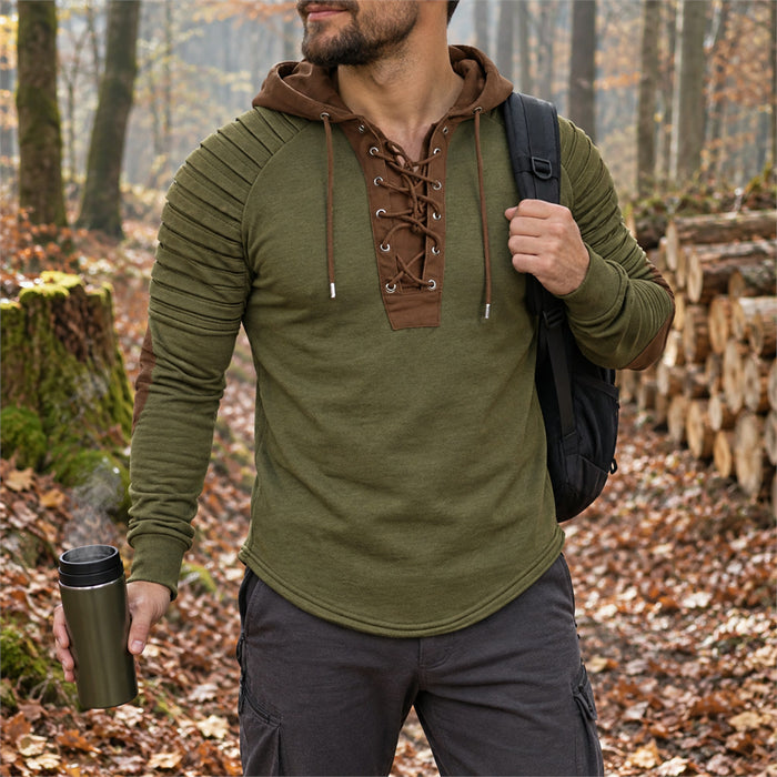 Herren-Kapuzensweatshirt mit Schnürverschluss für Freizeit und Sport – geräumige Kapuze, weich und atmungsaktiv, S bis XL, 3 Farben