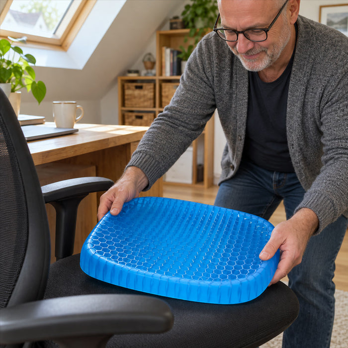 Gel-Sitzkissen mit Wabenstruktur für Bürostuhl, Autositz und Rollstuhl – gleichmäßige Druckverteilung, formstabil, leicht, ohne Bezug
