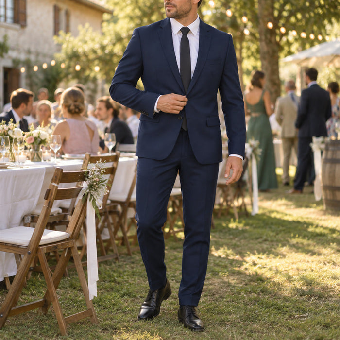 Zweiteiliger Herrenanzug mit Sakko und Hose in Slim Fit für Hochzeit, Business und Abend – Polyester, S bis 3XL, in 4 Farben