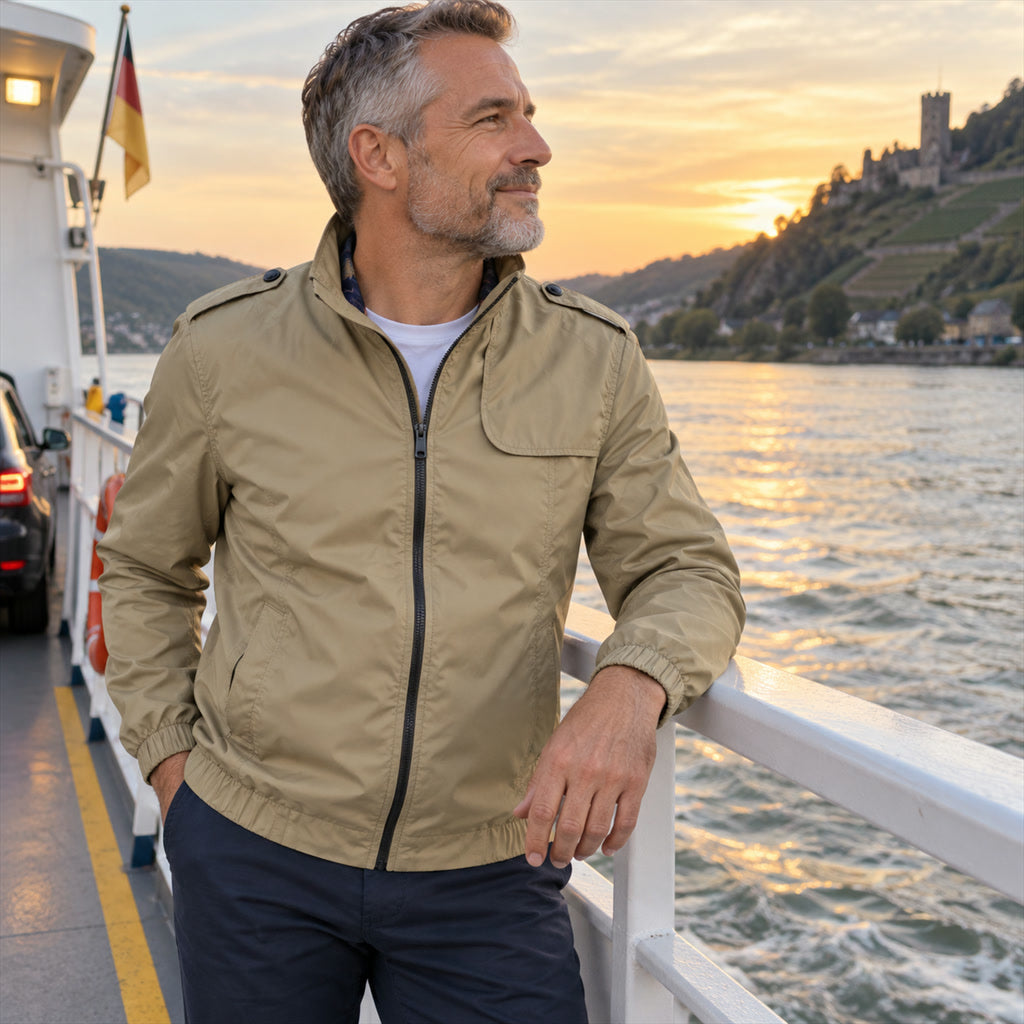 Leichte Sommerjacke für Herren mit Stehkragen und Reißverschluss für Freizeit und Abend – Polyester, atmungsaktiv, M bis 3XL, in 5 Farben