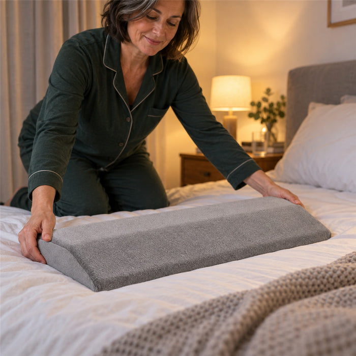 Lendenkissen zum Schlafen als Stütze für den unteren Rücken im Bett – S 60 × 24 × 4 cm oder M 60 × 30 × 5 cm, Mesh-Futter, 5 Farben