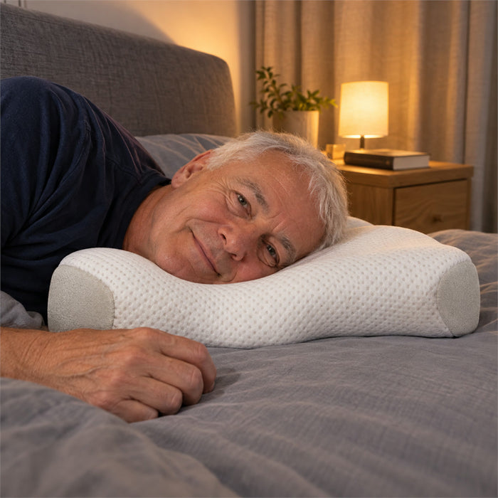 Ergonomisches Nackenstützkissen aus Memory-Schaum für Rücken-, Seiten- und Bauchschläfer – waschbarer Bambusbezug, passt sich Kopf und Nacken an