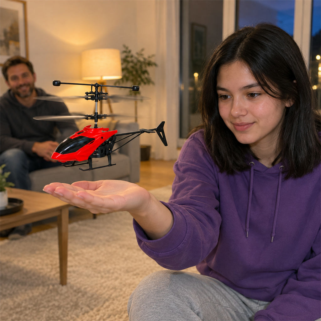 Induktions-Hubschrauber mit Handsteuerung für Jugendliche ab 14 Jahren und Erwachsene – fliegt per Handbewegung über Sensor, für drinnen, 3 Farben