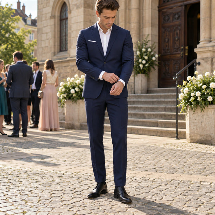 Zweiteiliger Herrenanzug aus Sakko und Hose für Hochzeit und Business – Slim Fit, S bis 3XL, 6 Farben von Rot über Hellblau bis Schwarz