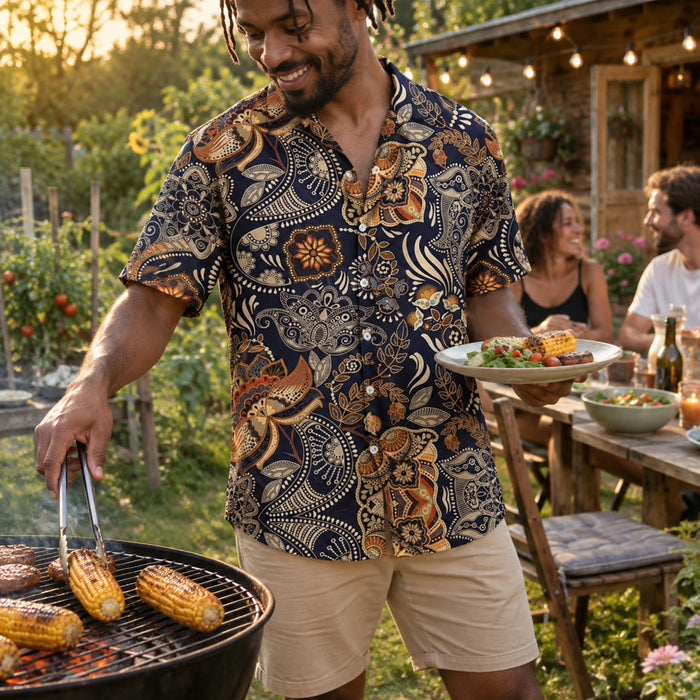 Kurzarmhemd für Herren mit Print für Sommer und warme Tage – leichter, luftiger, atmungsaktiver Stoff, XS bis 3XL, 4 Farben