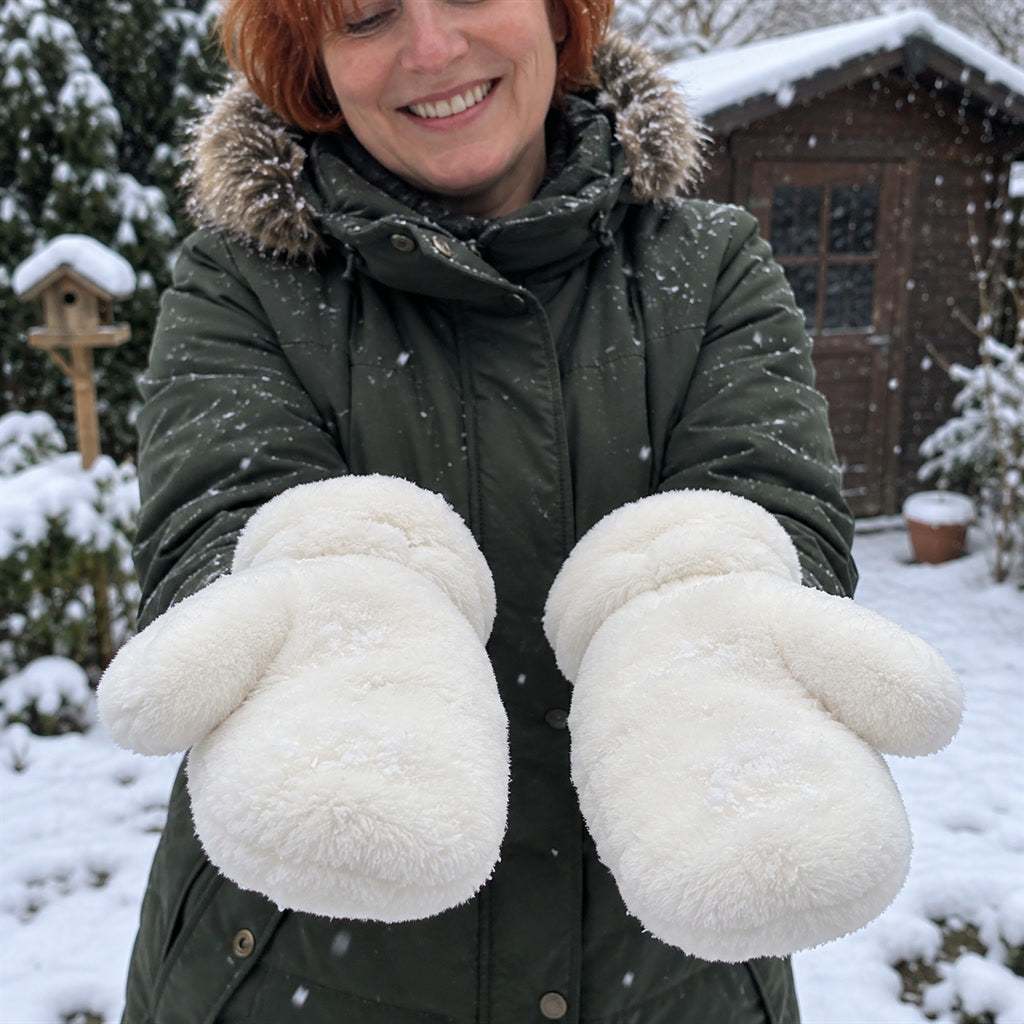 Flauschige Plüsch-Fäustlinge für Winterspaziergang, Arbeitsweg und Alltag – kuschelige Fäustlinge, 6 Farben von Grau bis Schwarz