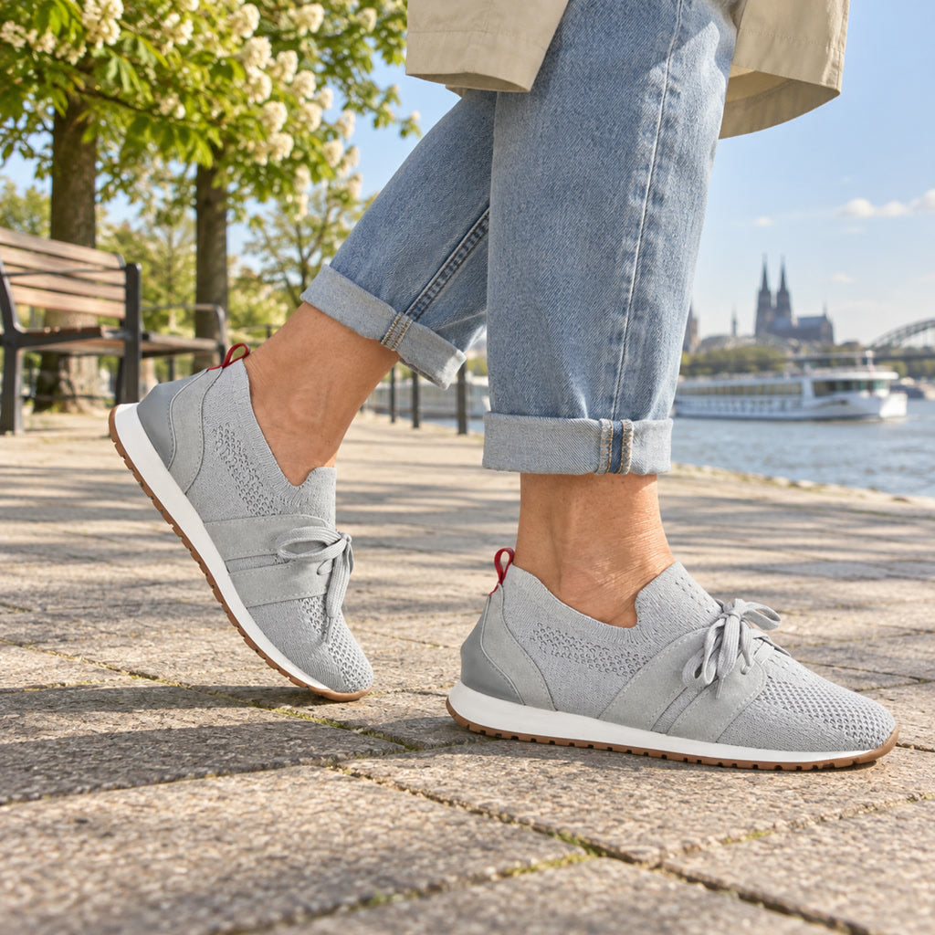 Damen-Sneaker mit weicher Innensohle für Alltag und elegante Outfits – gute Stütze, Größe 4 bis 9, in Schwarz, Rot, Grau, Dunkelblau oder Dunkelbraun